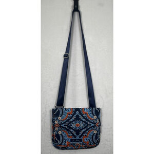 Vera Bradley Essential Nylon Messenger Navy Blue Orange Crossbody Shoulder Bag